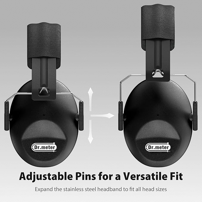 Dr.meter Noise Cancelling Ear Muffs: EM100 SNR27.4 Ear Muffs for Noise Reduction - Kids Noise Cancelling Headphones with Adjustable Headband for Monster Truck Autism Sensory Mowing Firework-Black