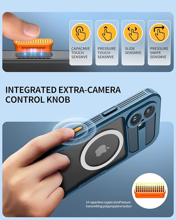 Lanhiem Magnetic for iPhone 16 Case, IP68 Waterproof Dustproof Case, [Compatible with Magsafe] [Built-in Screen Protector] Full Body Heavy Duty Rugged Phone Cover 6.1 inch, Blue/Clear