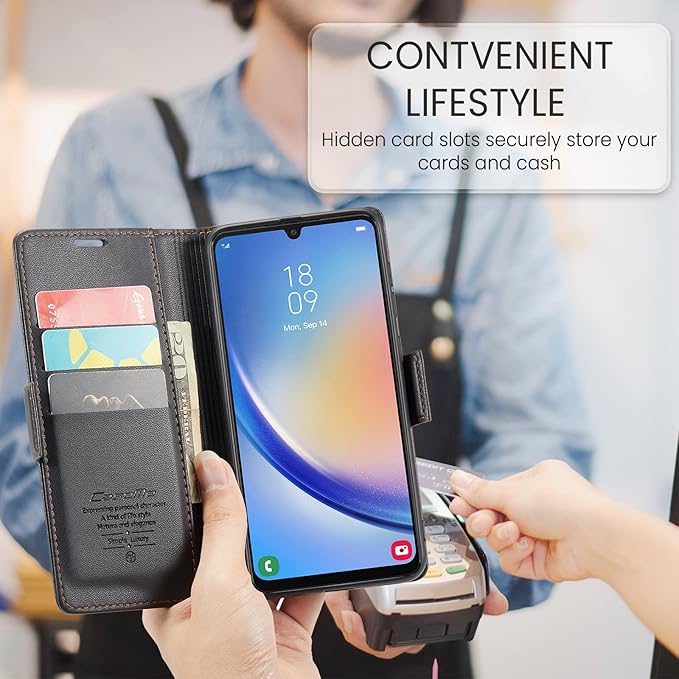 for Samsung Galaxy A34 5G Case, Premium PU Leather Wallet Case Flip Cover with [RFID Blocking][Card Holder][Stand Function] Shockproof Protective for Samsung Galaxy A34 5G, Black