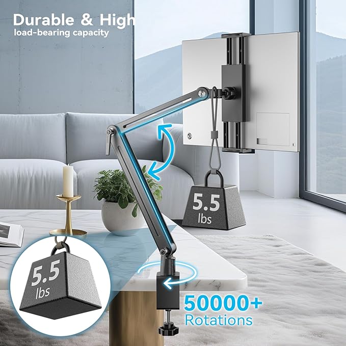 Mount Soporte para Tablet/Portable Monitor/Ereader - Strong Bearing Weight Over 5.5lbs with Built-in Adjusting Wrench with 360°Rotate Base Fits for ipad 4.7-15.6" Tablet Stand Holder