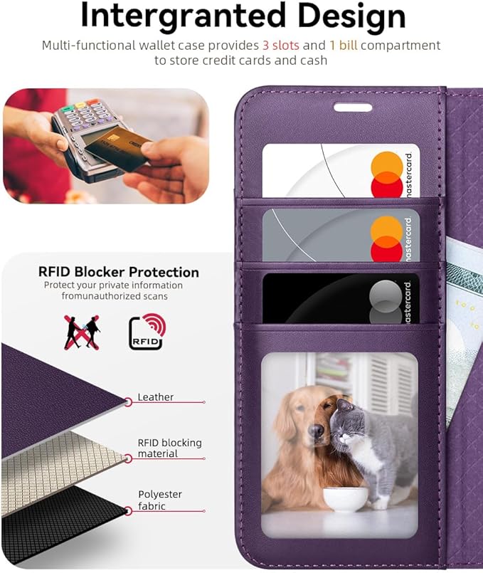 OCASE Compatible with Galaxy S25 Wallet Case, PU Leather Flip Folio Case with Card Holders RFID Blocking Kickstand [Shockproof TPU Inner Shell] Protective Phone Cover 6.2 Inch 2025, Dark Purple