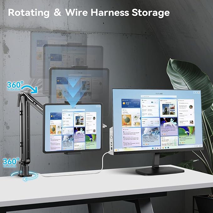 Mount Soporte para Tablet/Portable Monitor/Ereader - Strong Bearing Weight Over 5.5lbs with Built-in Adjusting Wrench with 360°Rotate Base Fits for ipad 4.7-15.6" Tablet Stand Holder