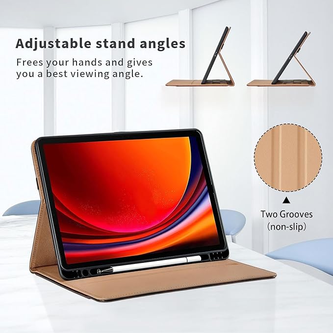 Case for Samsung Galaxy Tab S10 Plus 2024/S9 FE+/S9 Plus 12.4 Inch 2023 - Model SM-X820/X826B/X610/X616B/X810/X816B with S Pen Holder and Pocket, PU Leather Folio Stand Cover Auto Wake/Sleep, Red