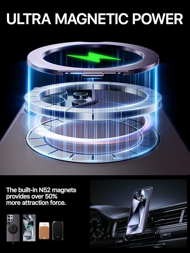 QTlier Phone case for Galaxy S24 Ultra& S25 Ultra- 360 Rotatable Magnetic Ring Stand, Military-Grade Protection, Raised Camera Frame (Purple, S25 Ultra)