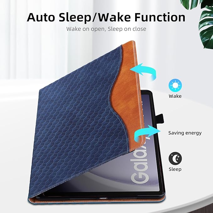 Case for Samsung Galaxy Tab A9 8.7 Inch Cover 2023 PU Leather Cover Multi-Angle Viewing Stand with Card Pocket for Galaxy Tab A9 Case,Blue