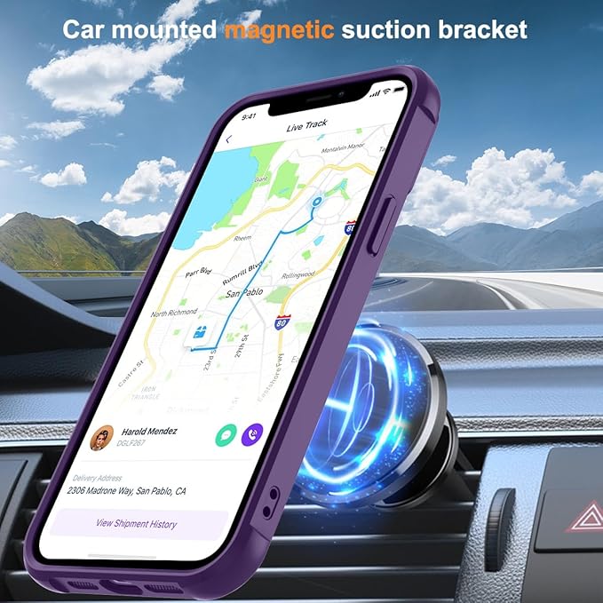 Magnetic Compatible with iPhone 11 Case with Stand [Military Grade Drop Tested][Compatible with Magnet] Ring Translucent Slim Hard Back Soft Edge, Purple