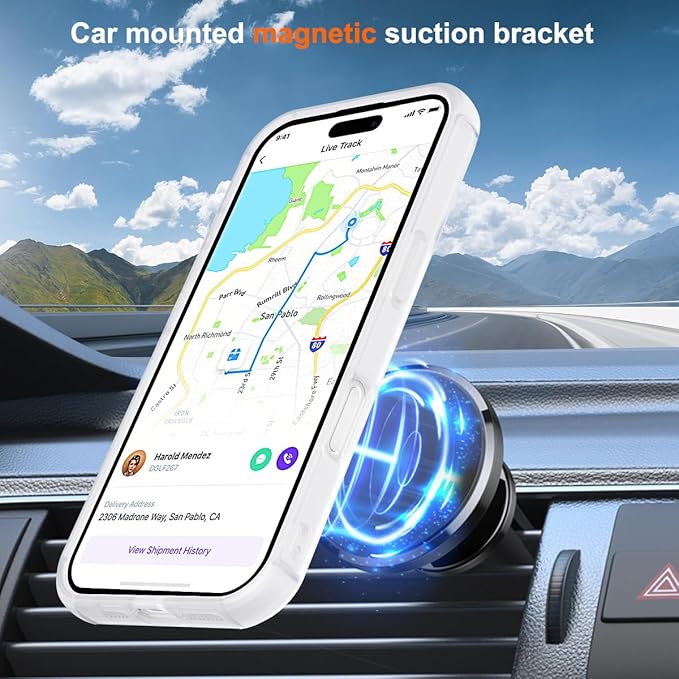 Magnetic Compatible with iPhone 17 Pro Case with Stand [Military Grade Drop Tested][Compatible with Magnet] Ring Translucent Slim Hard Back Soft Edge, Frost White