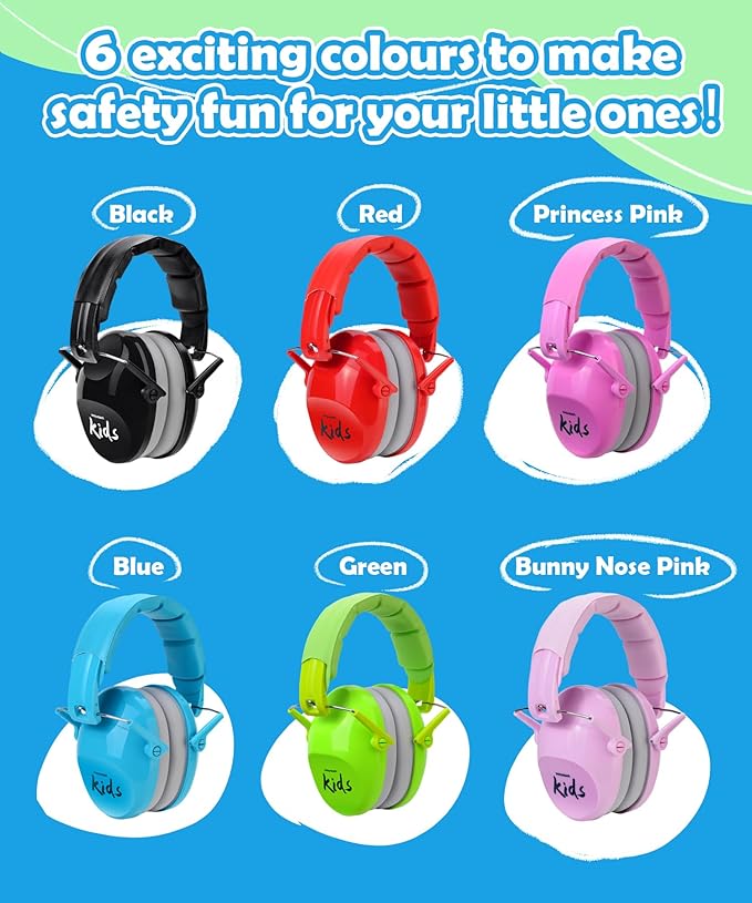 PROHEAR 032 2.0 Kids Noise Cancelling Headphones with Adjustable Headband - 25dB NRR Autism Ear Protection for Child at Mowing Studying Sleeping Racing - Blue and Pink, 2 Pack