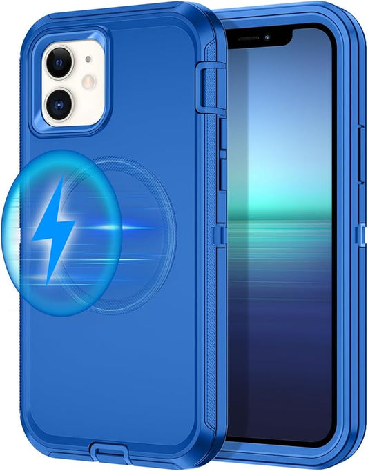 for iPhone 12 Case,iPhone 12 Pro Case [Compatible with MagSafe] Shockproof 3-Layer Full Body Protection Rugged Heavy Duty Cover for Apple iPhone 12/12 Pro 6.1",Sea Blue