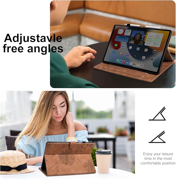 Tablet Case for Samsung Tab A 10.1, Dandelion Design with Kickstand for Pencil Holder, Magnetic Closure Case Compatible with Samsung Galaxy Tab A 10.1 Inch 2019 SM-T510 T515 T517 Brown