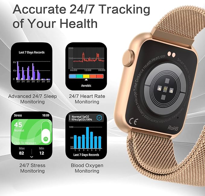 2025 Smart watches for Women with Blood Pressure Monitor, 1.9" AMOLED DA GPT AI Voice Smartwatch, 24/7 Heart Rate Stress Sleep Monitor,123 Sports Modes, IP68 Waterproof Fitness Tracker for Android iOS