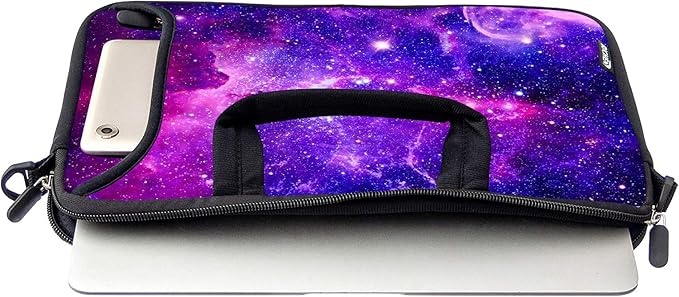 RICHEN 14 15 15.4 15.6 inch Laptop Shoulder Bag Messenger Bag Notebook Handle Sleeve Neoprene Carrying Case with Accessories Pocket (14-15.6 inch, Purple Galaxy)