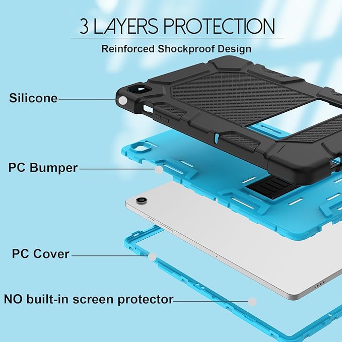 Rantice Case for Samsung Galaxy Tab A9+ 11”, Heavy Duty Shockproof Rugged Protective Case with Kickstand for Samsung Galaxy Tab A9+ / A9 Plus 11” 2023 (SM-X210/X216/X218),Black+Blue