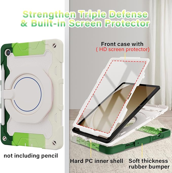 ROISKIN Case for Galaxy Tab A9 Plus 5G/ A9+ 11 Inch with HD Screen Protector & Shoulder Strap,Heavy Duty Military Case for Samsung Galaxy A9 Plus SM-X210/X216/X218 - Rotating Stand for Kids