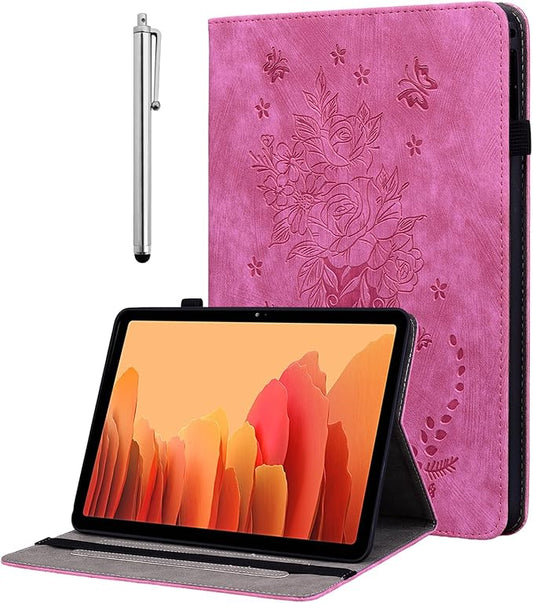Case for Samsung Galaxy Tab A7 10.4 Inch 2022/2020 (SM-T500/T505/T507), Multi-Angle Flip PU Leather Protective Cover with Stylus Holder for Samsung Tab A7 Case, Rose
