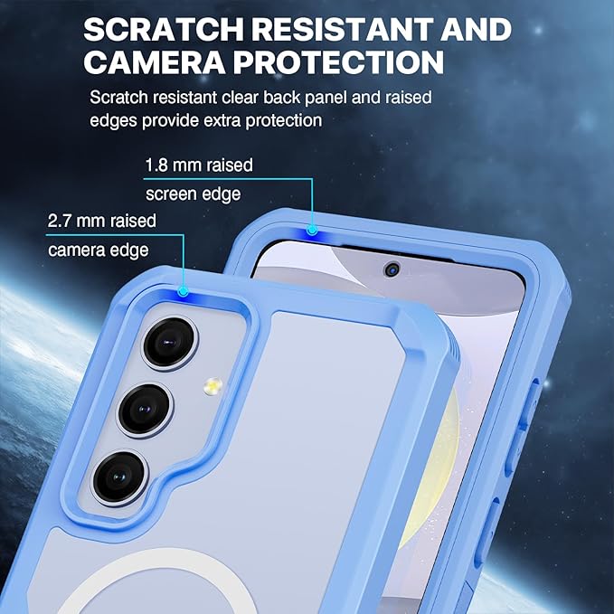 CENHUFO Magnetic Privacy for Samsung Galaxy S24 Case, Full Body Phone Case with Built-in Privacy Screen Protector and Camera Lens Protector, Anti Peep Shockproof Bumper Clear Protective Cover -Blue