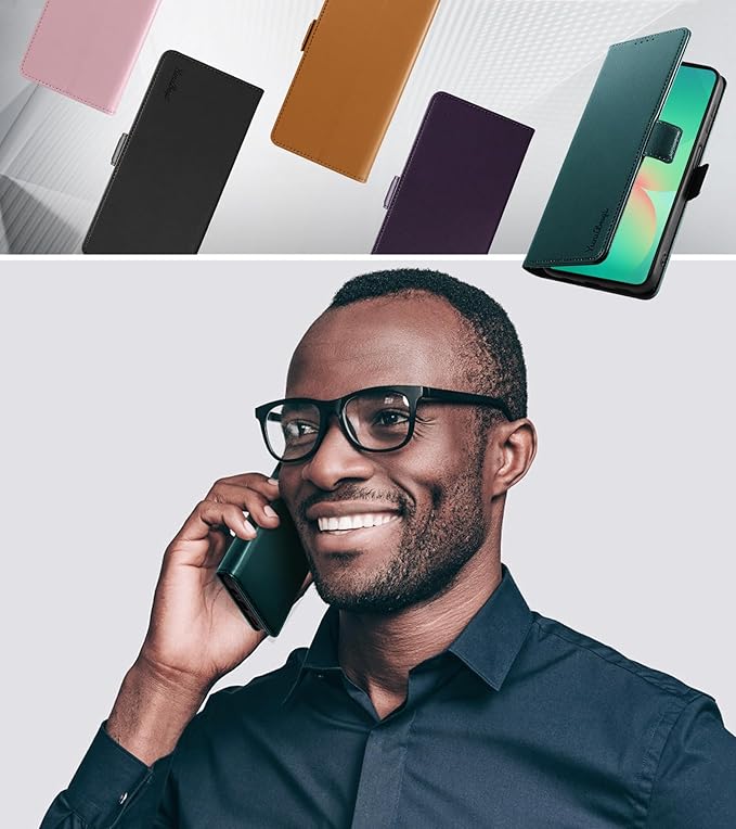 Wallet Flip Case for Samsung Galaxy A26 5G - [RFID Blocking] Luxury PU Leather Card Holder Magnetic Phone Cover with Kickstand,Shockproof Protective Case,Green