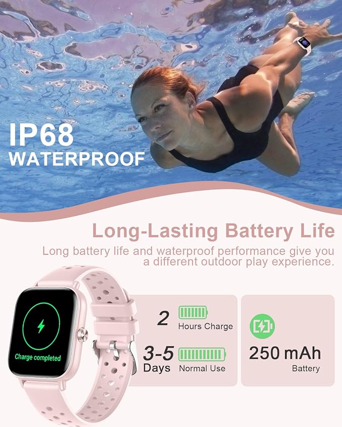 Smart Watches for Women(Answer/Make Calls), 1.83" Fitness Trackers with 24-Hour Heart Rate SpO2 Pedometer Sleep Monitor, 120+ Sport Mode, IP68 Waterproof Fitness Watch Compatible with iPhone&Android