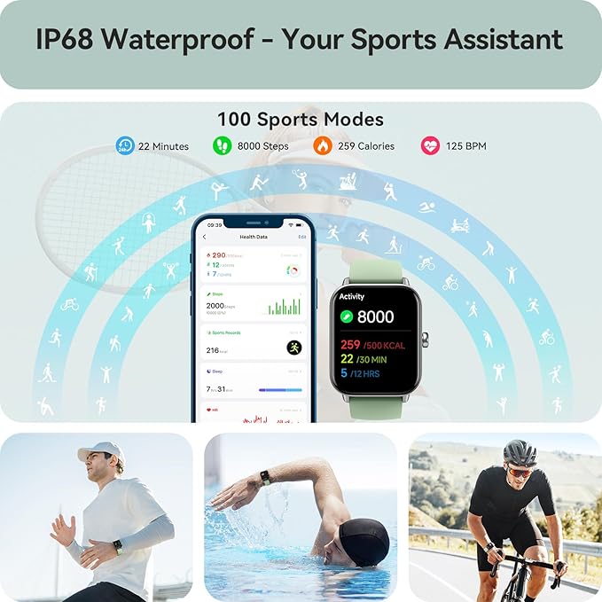 Gydom Smart Watch for Men Women, Alexa Built-in, 1.8" Smartwatch with Heart Rate/SpO2/Sleep Monitor, IP68 Waterproof Fitness Tracker, Bluetooth Call (Answer/Make) for Android iPhone, 101+ Sport Mode