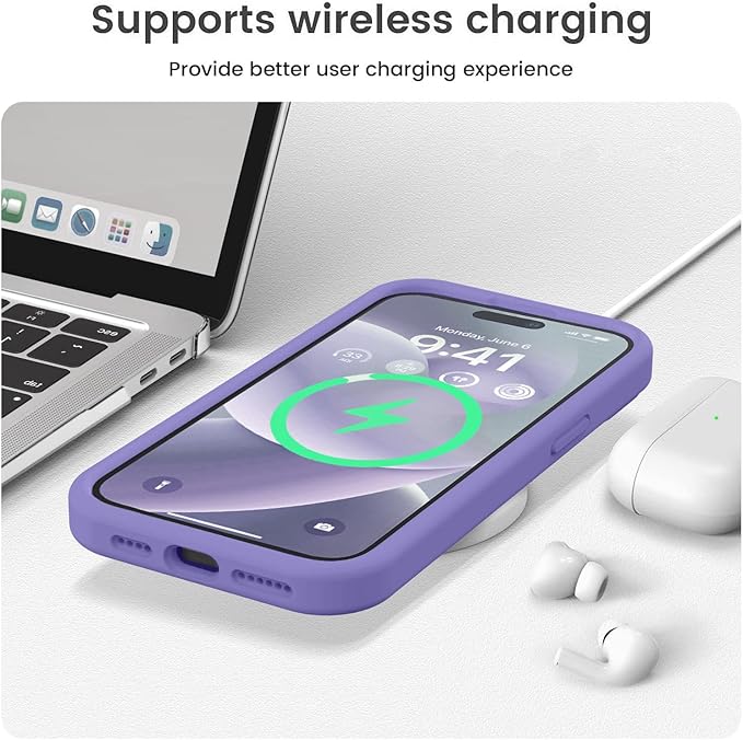 Vooii Compatible with iPhone 15 Pro Case, Upgrade Defender Liquid Silicone, [Enhanced Camera Protection] [Soft Anti-Scratch Microfiber Lining] Shockproof Phone Case iPhone 15 Pro 6.1 inch - Iris