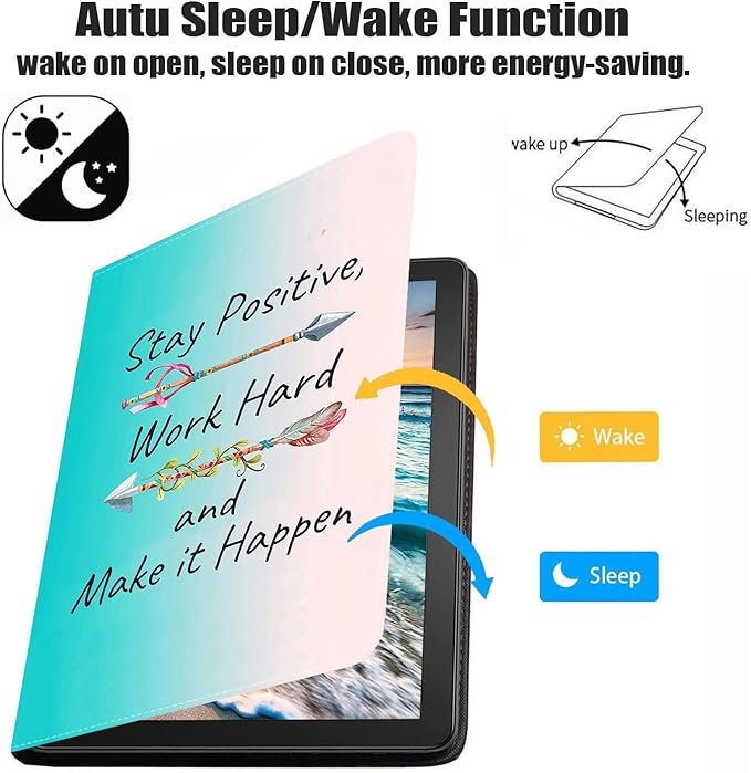 Case for Samsung Galaxy Tab A7 10.4 inch 2022/2020 (SM-T500/T503/T505/T507/T509), Slim PU Leather Stand Folio Cover with Auto Sleep/Wake, Stay Positive Work Hard and Make It Happen Inspirational Quote