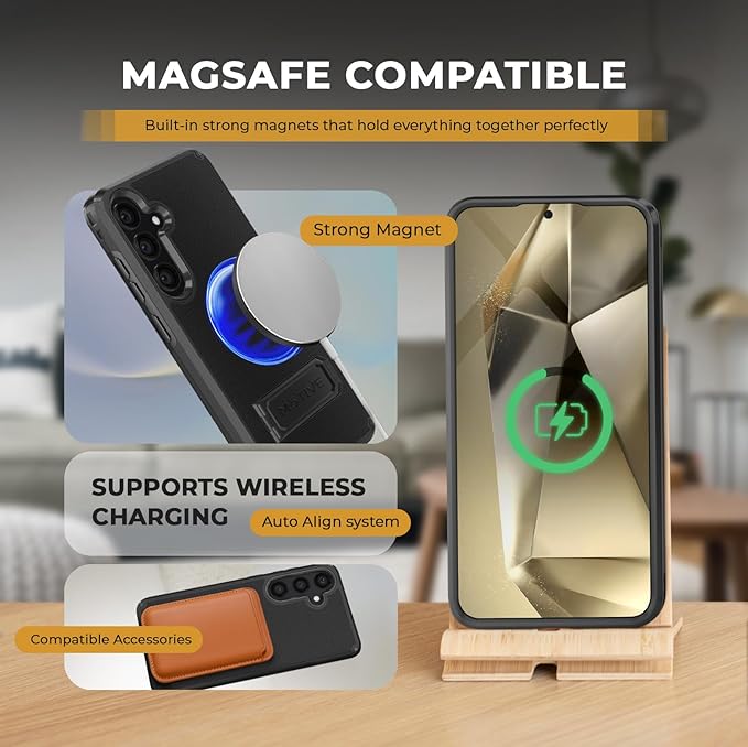 MOTIVE Designed for Samsung Galaxy s24 Plus Case with Belt Clip, Compatible with MagSafe, Dual-Layer 10FT Military Grade Drop Protection, Shockproof s24 Plus Holster Case 6.6” | Black