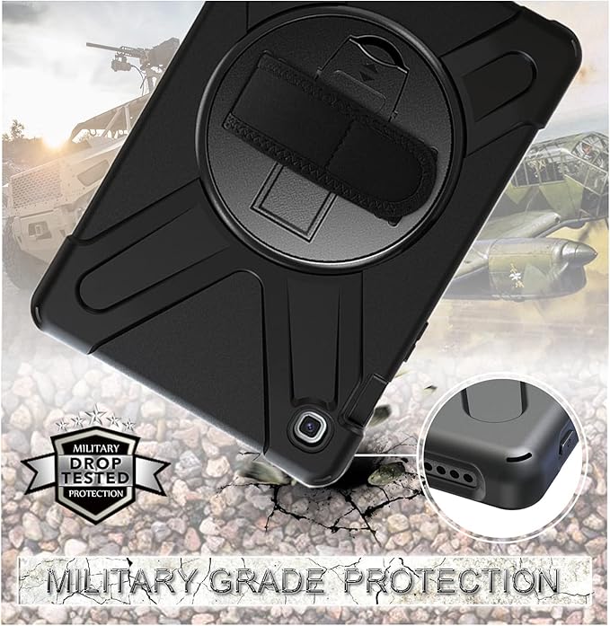 Shockproof Case for Samsung Galaxy Tab A9+/A9 Plus 11'' 2023 (SM-X210/X216/X218),Portable Heavy Duty Tablet Cover with 360 Rotating Stand Handle Strap & Shoulder Belt Carrying Case (New Balck)