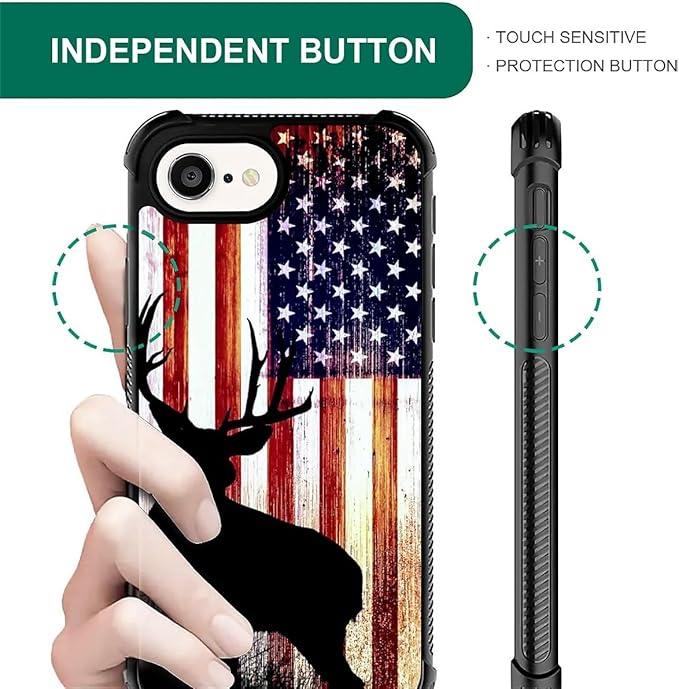 Compatible with iPhone 16e Case,Deer Flag Phone Cover for Men/Women,Soft TPU Anti-Skid Thread and Four Corner Anti-Collision Protection Case Compatible with iPhone 16e 6.1inch
