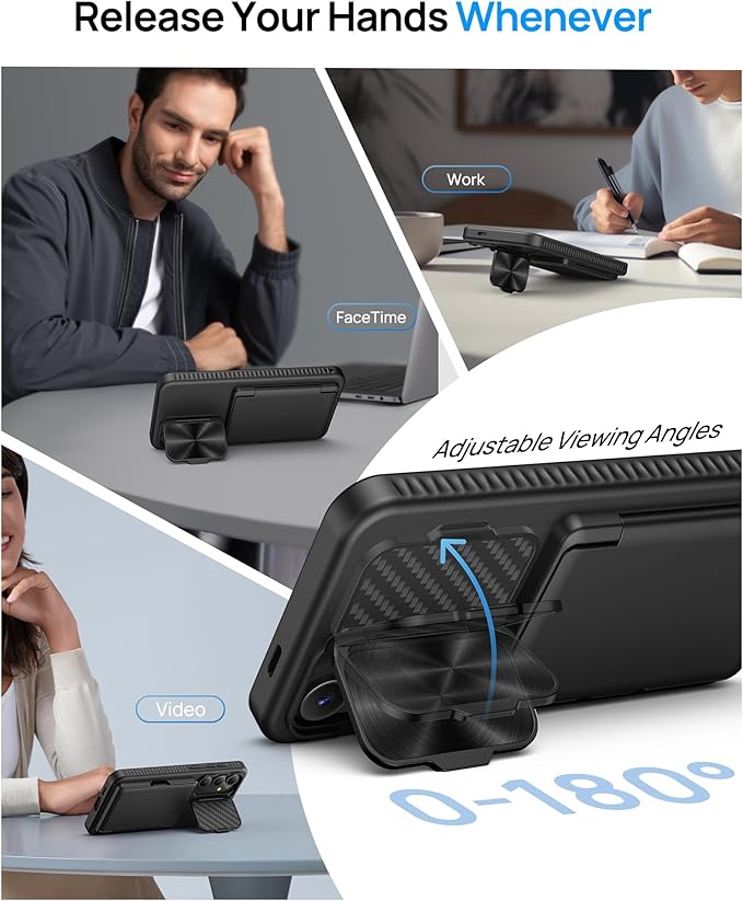 for Samsung Galaxy S24 Fe Case with Card Holder, Built-in & Kickstand & Camera Cover, Full Body Protective Rugged Multifunctional Wallet Stand Phone Cover Case for S24 Fe 6.7" 2024, Black