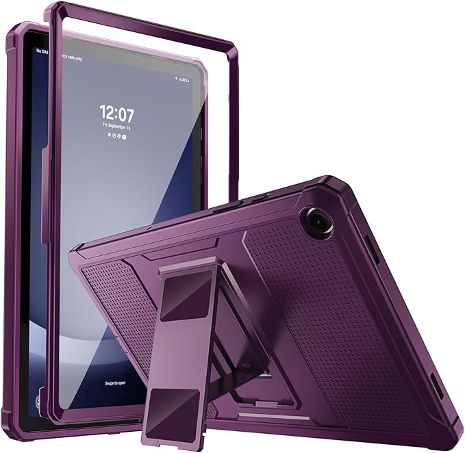 MoKo Case Fit Galaxy Tab A9 Plus 11-Inch 2023 (SM-X210/X216/X218), Shockproof Full Body Rugged Stand Back Cover Built-in Screen Protector Fit Galaxy Tab A9+ 11" 2023, Dark Purple