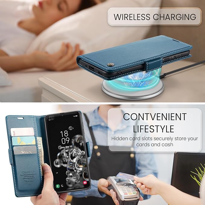 Case for Samsung Galaxy S20 Ultra Wallet Case, RFID Blocking PU Leather Flip Folio Cover Card Holder Kickstand Shockproof Phone Case Compatible with Samsung Galaxy S20 Ultra, Blue