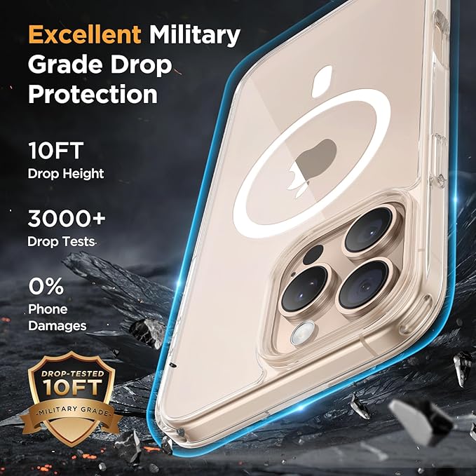 Miracase Magnetic Series for iPhone 16 Pro Max Case [Compatible with MagSafe] [with 2X Screen Protectors] Military-Grade Protection, Anti-Fingerprint, Slim Phone Case for 16 Pro Max 6.9 inch - Clear