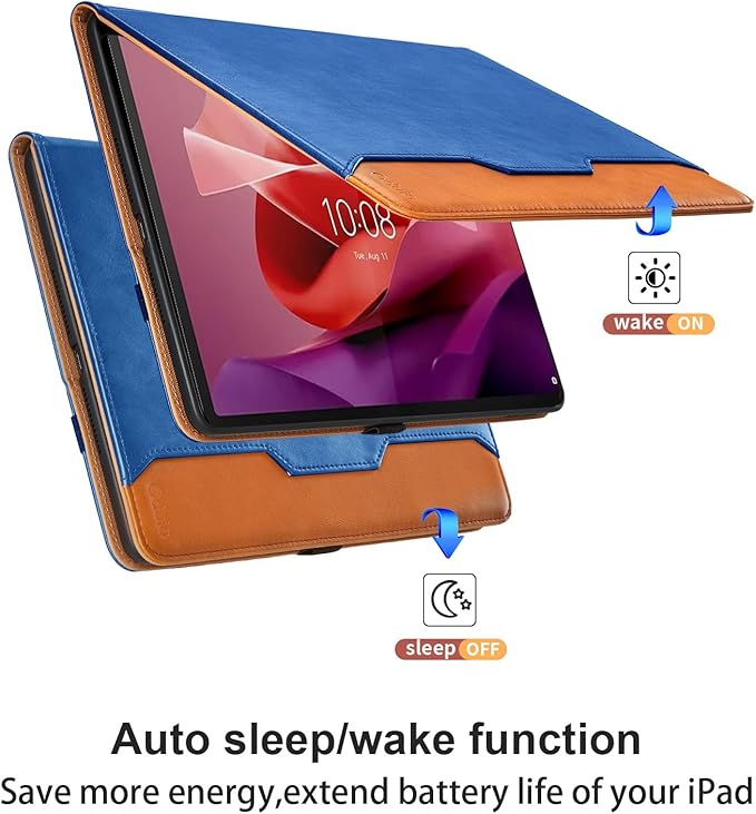 Case for Lenovo Tab P12/Xiaoxin Pad Pro 12.7 Inch 2023 (TB370FU) - PU Leather Business Folio Case with Pocket, Auto Wake/Sleep Smart Tablet Cover,Blue