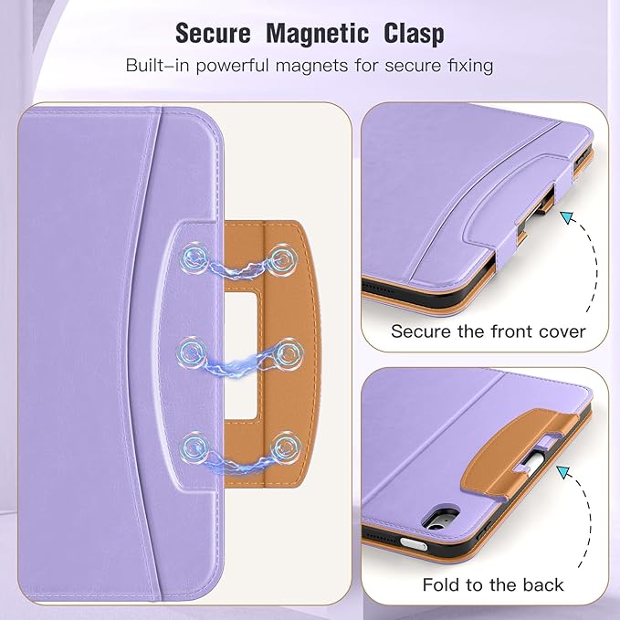 MoKo for iPad (A16) 11th Generation Case 11 inch 2025, iPad 10th Generation Case 10.9" 2022 with Pencil Holder & Pocket, Premium Leather Folio Stand Cover, Multiple Viewing Angles, Light Purple