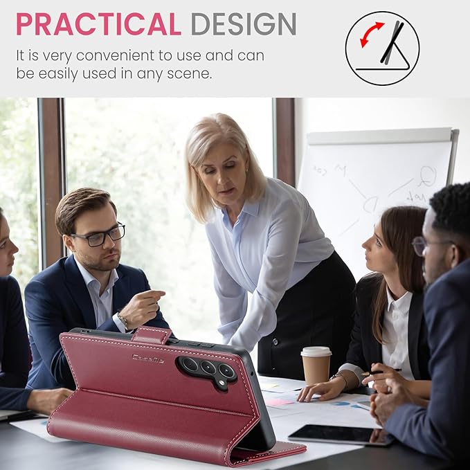 for Samsung Galaxy A35 5G Case, Premium PU Leather Wallet Case Flip Cover with [RFID Blocking][Card Holder][Stand Function] Shockproof Protective for Samsung Galaxy A35, Red