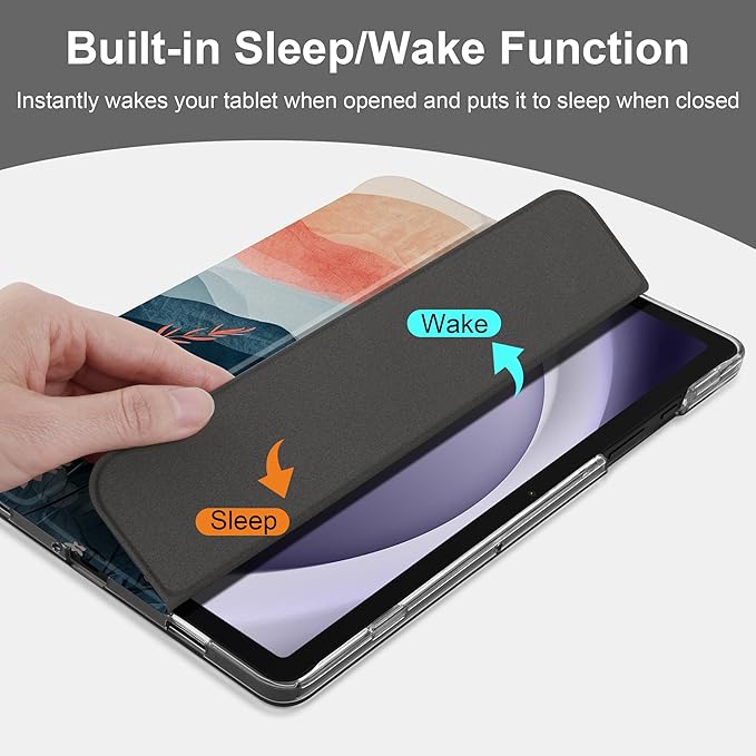 DONGKE Case for Samsung Galaxy Tab A9+/A9 Plus 11 inch 2024 2023 (SM-X210/X216/X218), Slim Stand Hard PC Translucent Back Shell Smart Cover, Auto Wake/Sleep - Daisies