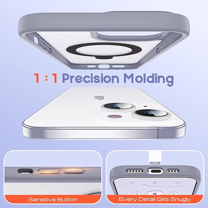 Designed for iPhone 16 Pro Max Case with Magnetic Ring Stand [Compatible with Mag-Safe] [Military Drop Protection] Shockproof Translucent Phone Cover 6.9" for Women Men,Grey