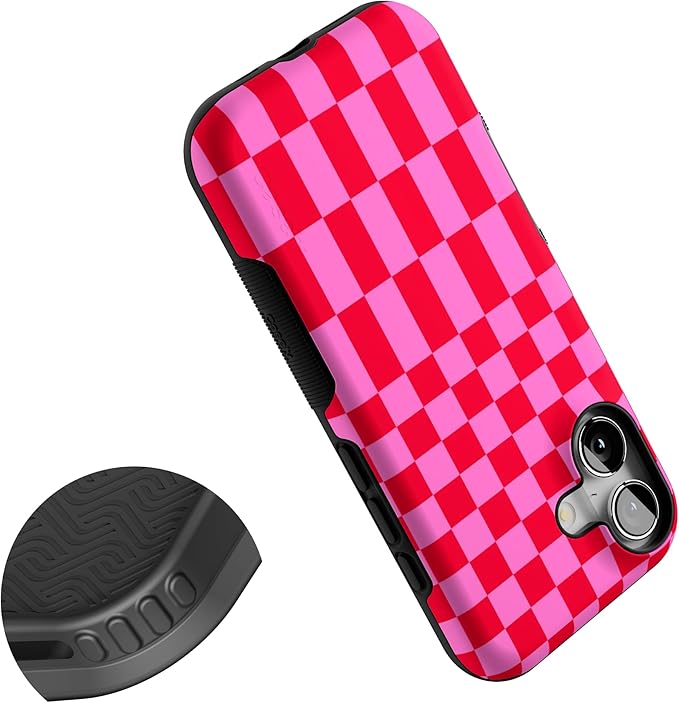 Casely iPhone 17 Case | Vibe Check | Pink Checkerboard | Bold Protective Design | Compatible with MagSafe