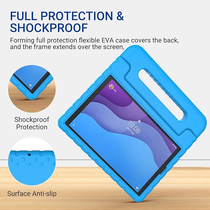 Kids Case for Lenovo Tab M10 HD 2nd Gen,Case for Lenovo TB-X306X/TB-X306F 2020 Release 10.1 inch 2nd Gen Tablet Kid Friendly Rotating Stand hockproof Light Weight EVA Cover, Blue