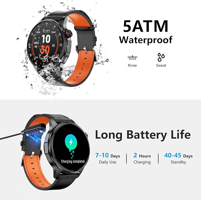 Smart Watches for Men,1.46" Fitness Tracker (Make Calls/Text),GPS and Offline Maps Navigation,5 Satellite Systems,Health,Compass/Altitude/Barometer,100+Sports Mode for Android iOS with 2 Straps