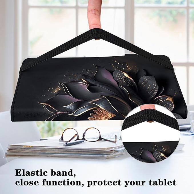 Case for Lenovo Tab M8, PU Leather Card Slot Stand Flip Cover with Elastic Band for Tab M8 TB-8506F/ TB-8506X Tablet 2019 -Purple Lotus