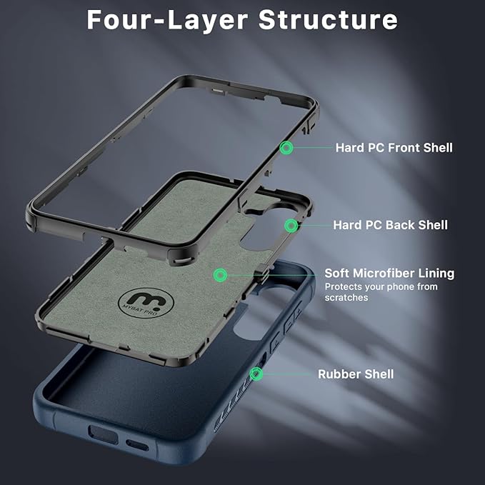 M MYBAT PRO Maverick Series for Samsung Galaxy S24 Plus Case with Belt Clip Holster, 6.7 inch, Heavy Duty Military Grade Drop Protective Case with 360° Rotating Stand (No Screen Protector) Blue