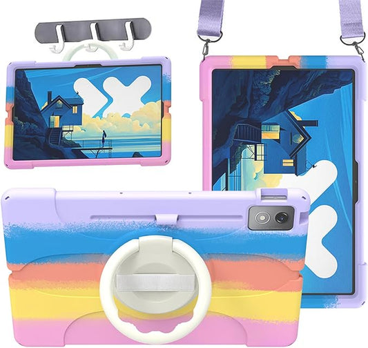 Case for Lenovo Tab P12 Tablet 12.7 inch, Silicone Adjustable Stand Cover for Lenovo tab P12/Xiaoxin Pad Pro 12.7" Tablet Case TB370FU/TB371FC/TB375FC (R-Purple)