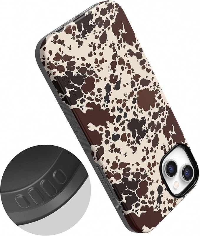 Casely iPhone 14 Case | Cowgirl Envy | Cow Print | Compatible with MagSafe | Bold Protective Design
