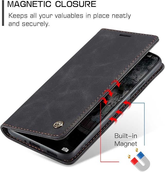 for Xiaomi 14T Case, Flip Wallet Leather Case with Card Holder Magnetic Closure Shockproof Kickstand Protective Phone Cases Cover for Xiaomi mi 14T, Black