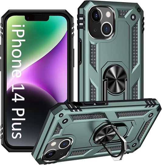 ADDIT Phone Case for iPhone 14 Plus Case,with Kickstand Ring,Adjustable Stand,Military Grade,Heavy Duty Protection,Shockproof,Anti-Fingerprint,Support Magnet Car Mount,Teal