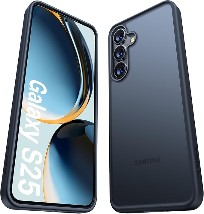 TORRAS Guardian Shockproof for Samsung Galaxy S25 Case, [12FT Military Grade Drop] Thin & Soft Touch for Samsung S25 Case, Translucent Matte Protective Slim Case for Samsung S25, Black