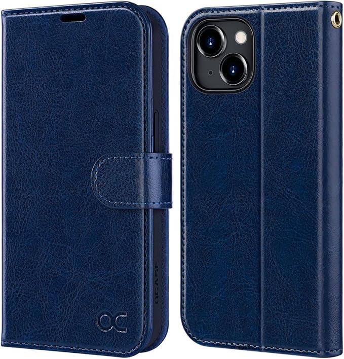 OCASE Compatible with iPhone 15 Wallet Case, PU Leather Flip Folio Case with Card Holders RFID Blocking Kickstand [Shockproof TPU Inner Shell] Phone Cover 6.1 Inch 2023, Blue