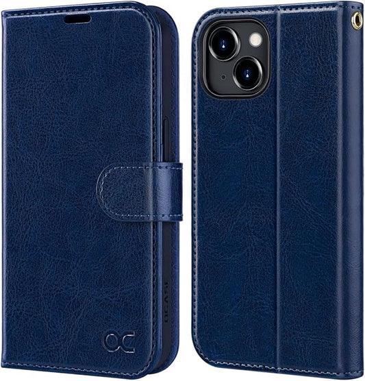 OCASE Compatible with iPhone 15 Wallet Case, PU Leather Flip Folio Case with Card Holders RFID Blocking Kickstand [Shockproof TPU Inner Shell] Phone Cover 6.1 Inch 2023, Blue