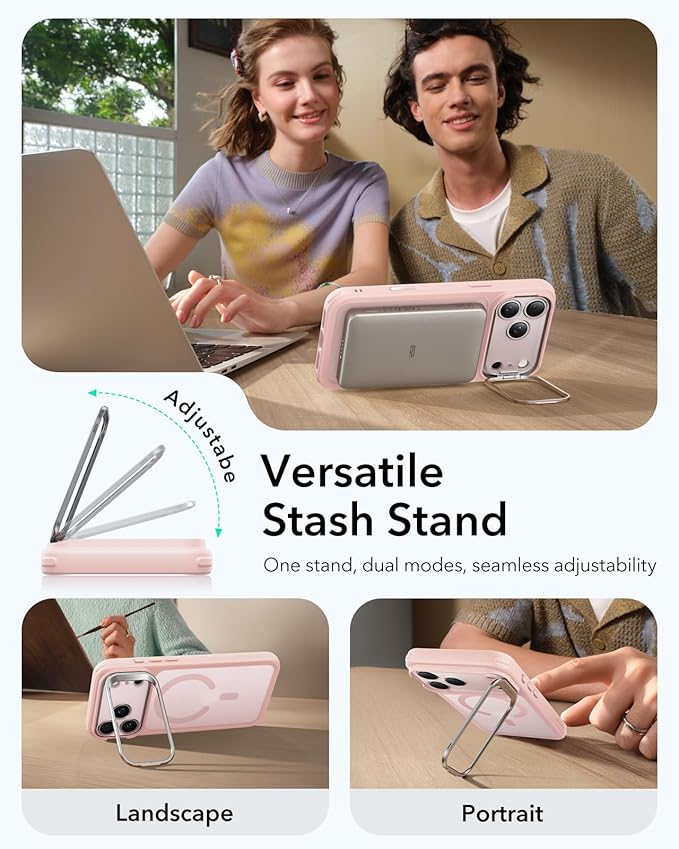 ESR for iPhone 17 Pro Max Case with Stand, Camera Control Cover Compatible with MagSafe, Military-Grade Drop Protection Magnetic Phone Case, Scratch-Resistant Back Cover,Frosted Bubblegum Pink